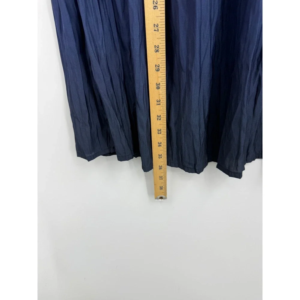 Uniqlo Ines de la Fressange Ombre‎ gradient crinkle Pleated Maxi Skirt M Navy